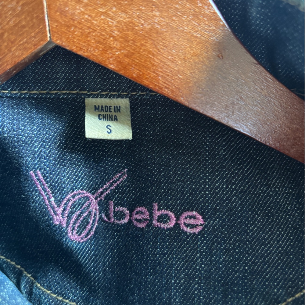 bebe Dark Blue Military-Style Denim Jacket - Picture 3 of 5